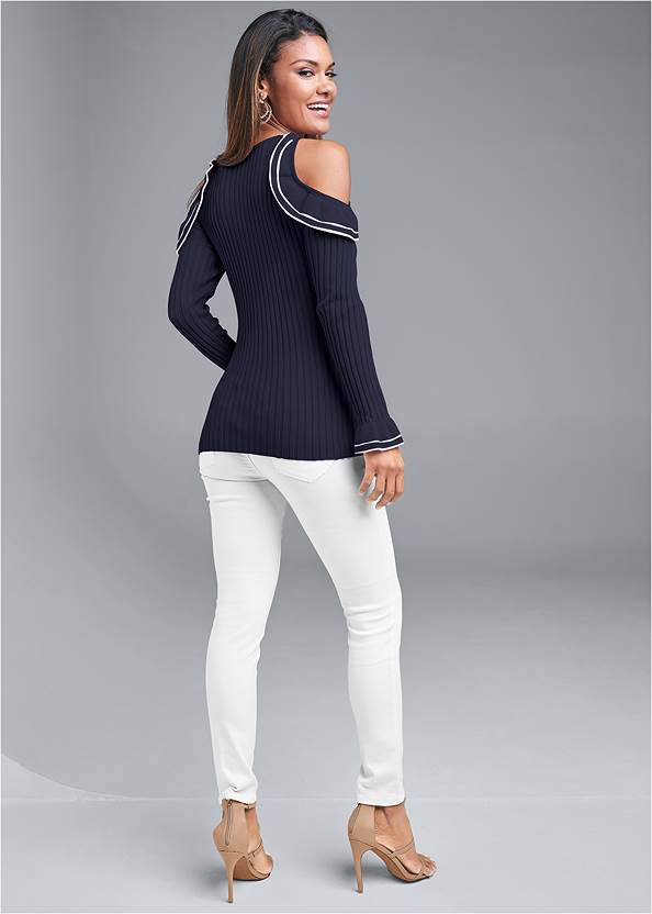Full back view Cold-Shoulder Sweater