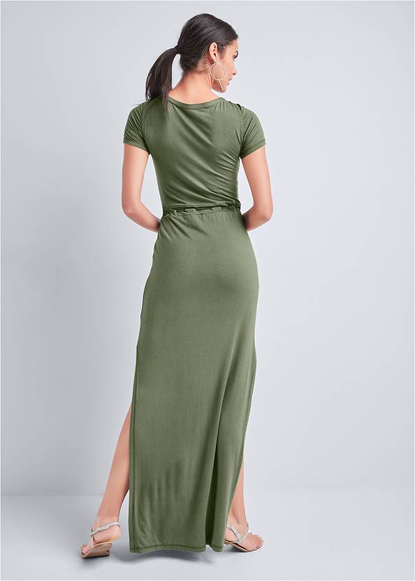 Full back view Utility Lace-Up Maxi Dress
