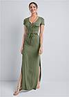 Full front view Utility Lace-Up Maxi Dress