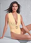 Cropped front view Sports Illustrated Swim™ Plunging Belted One-Piece