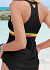 Detail back view Neon Banded Tankini Top