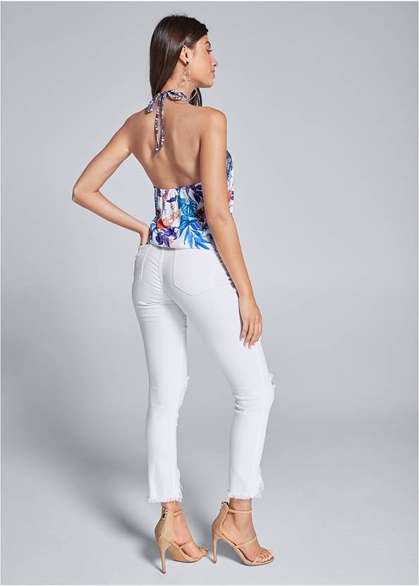 Back View Mixed Floral Print Halter Top