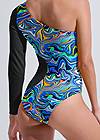 Detail back view Sports Illustrated Swim™ Color Block One Sleeve One-Piece