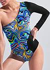 Detail front view Sports Illustrated Swim™ Color Block One Sleeve One-Piece
