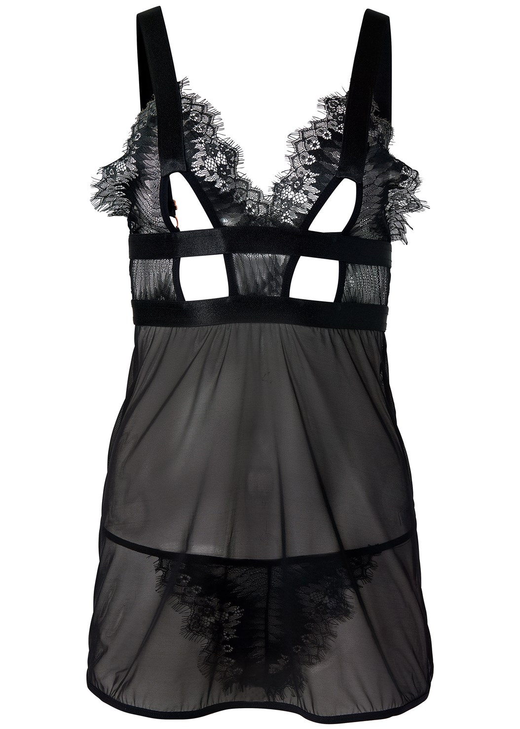 Black MESH BABYDOLL AND PANTY SET from VENUS