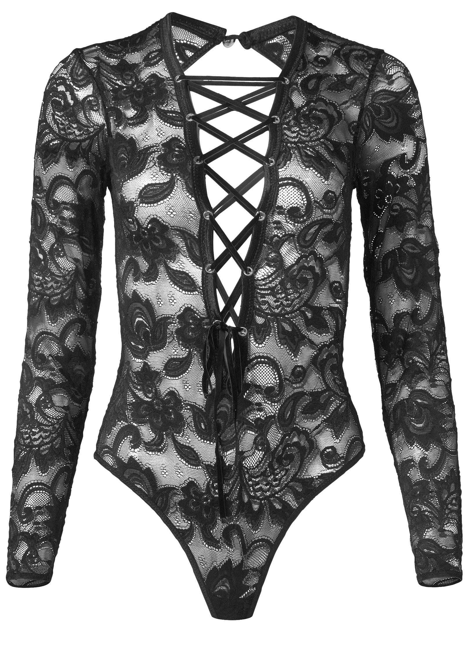 black lace bodysuit with sleeves