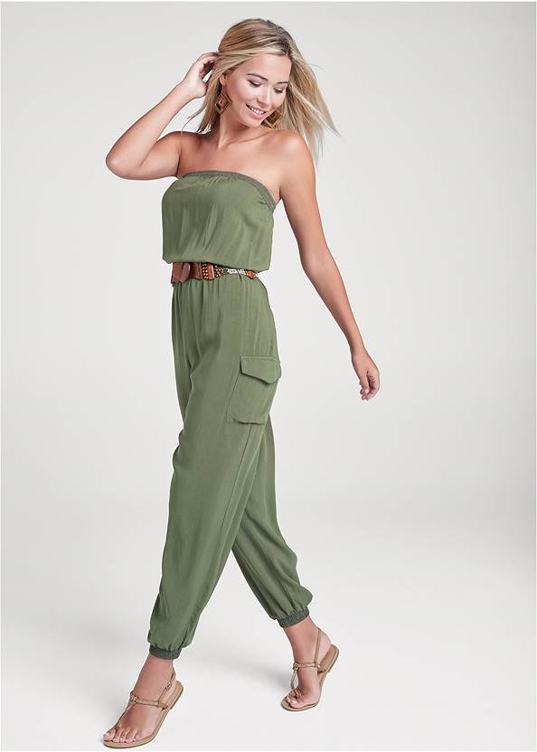 Front View Strapless Utility Jumpsuit
