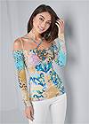 Front View Paisley Embellished Top