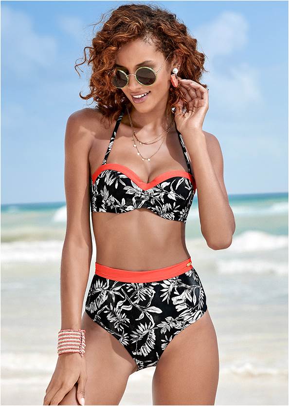 Underwire Bandeau Top,Banded High-Waist Bottom,Loop Tie-Side Bottom,Fold Waist Moderate Bottom,Strappy Mid-Rise Bottom,Classic Scoop Front Bottom ,Sheer Kimono Cover-Up,Rhinestone Flip-Flop Sandals