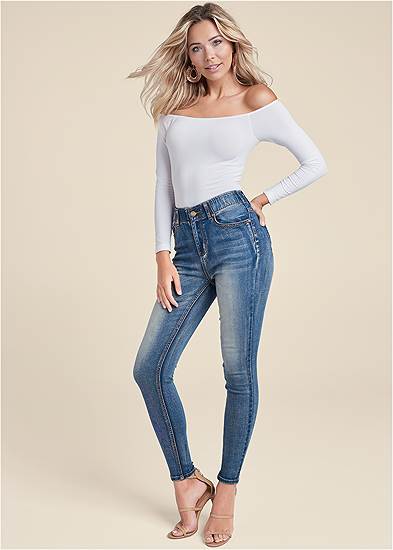 Elastic Waistband Jeans