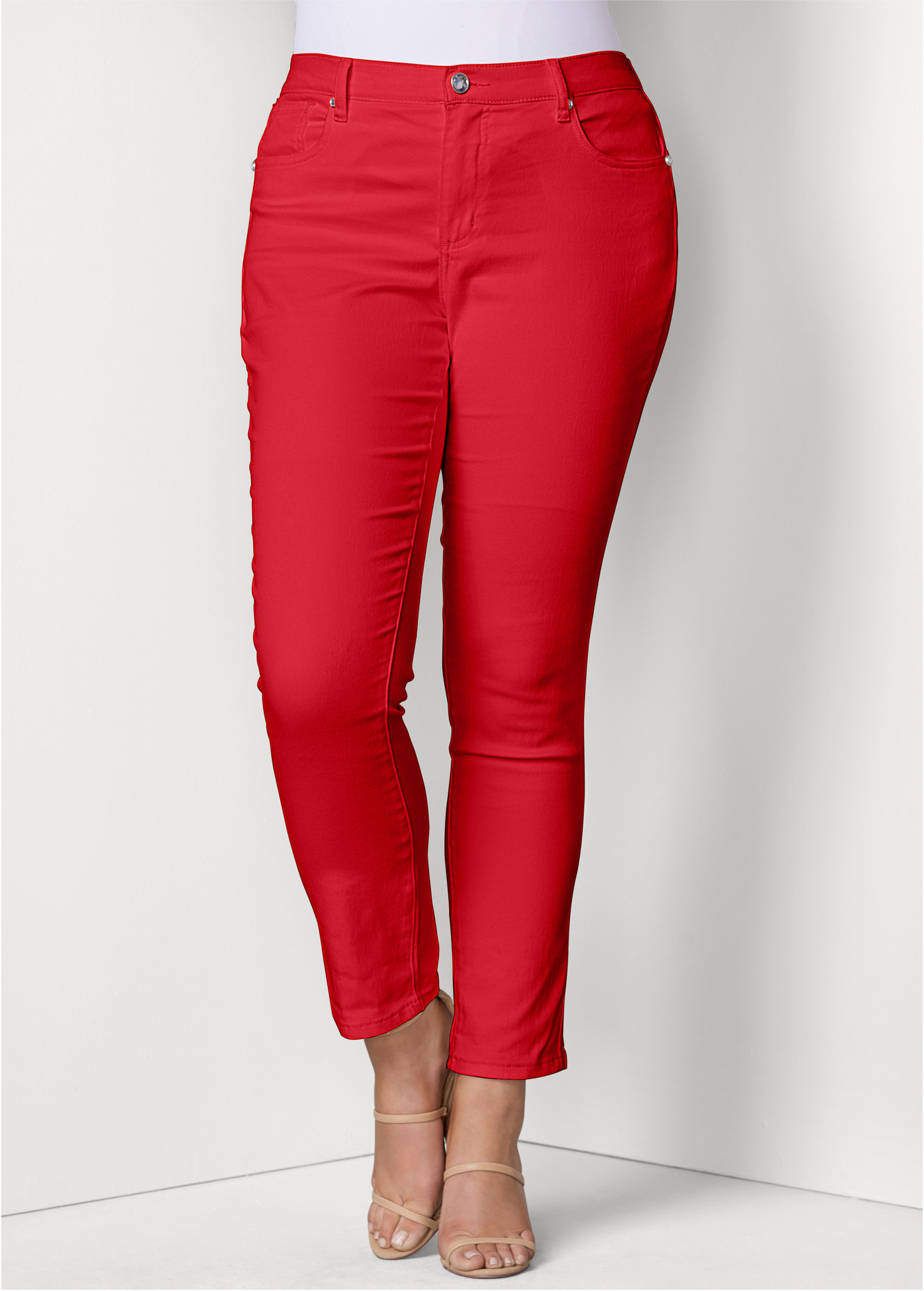 plus size red skinny jeans