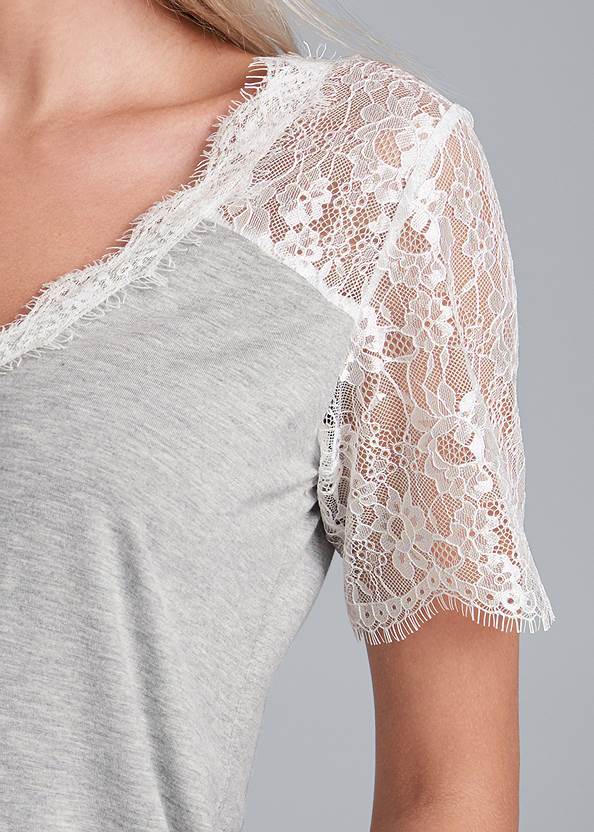 Alternate View Lace Sleeve V-Neck Top