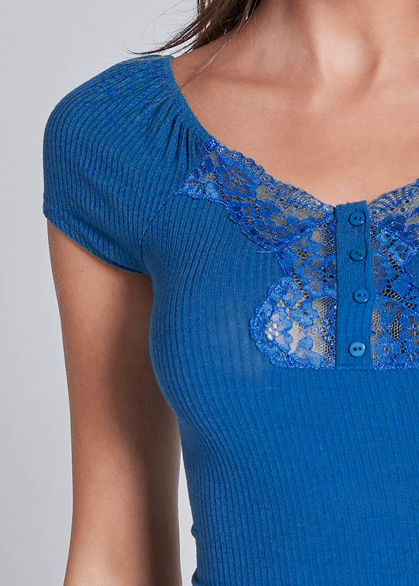 Alternate View Ribbed Lace Top