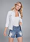 Front View Lace Up Jean Jacket