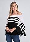 Front View Off-The-Shoulder Striped Top