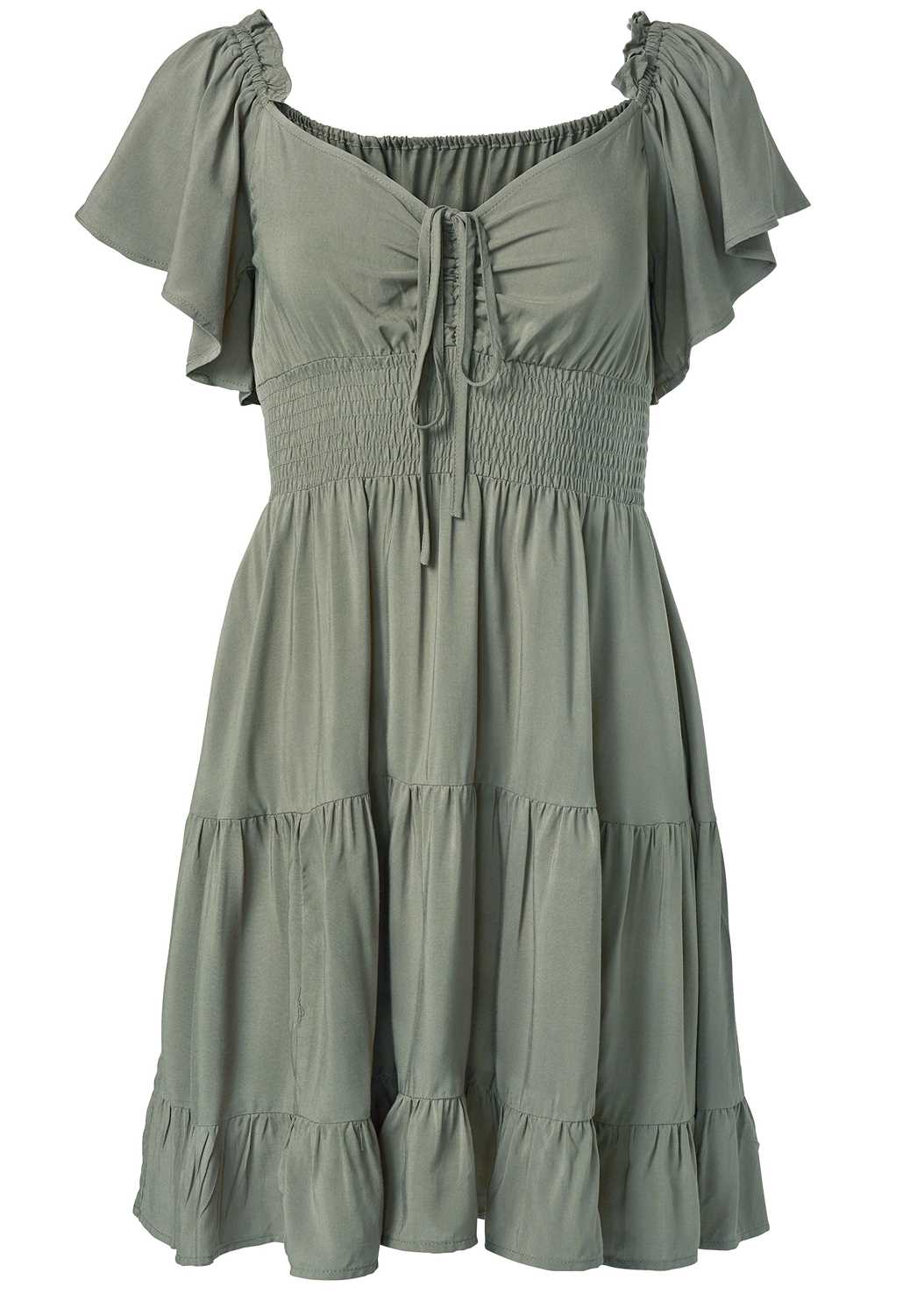Plus Size Flutter Sleeve Tiered Dress | VENUS