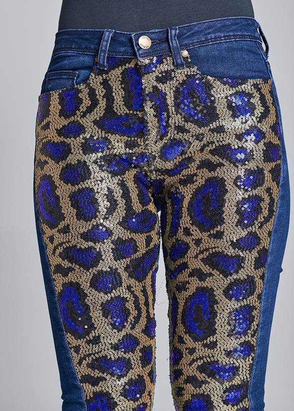 Alternate View Sequin Leopard Print Jeans