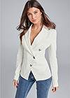 Cropped front view Twill Button-Front Blazer