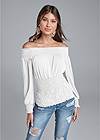 Cropped front view Off-Shoulder Smocked Top