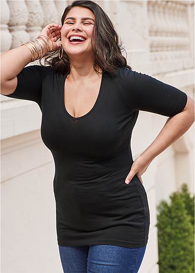 Plus Size Long And Lean V-Neck Tee