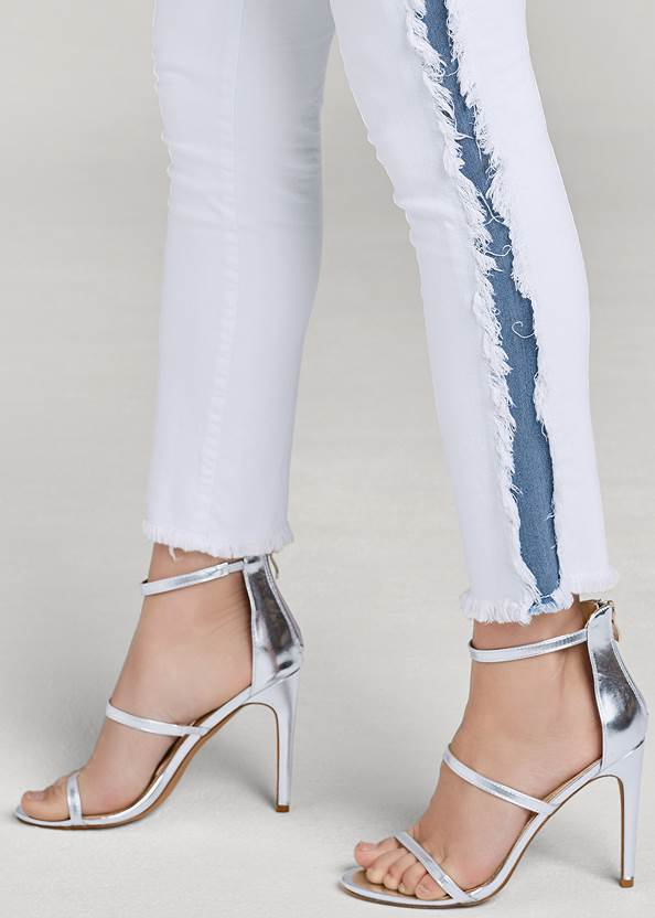 Detail side view Distressed Striped Jeans