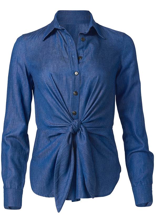 Ghost with background  view Chambray Knot Twist Top