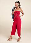 Full front view Smocked Tie-Front Jumpsuit