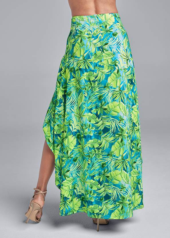 Alternate View Palm Print High-Low Skirt