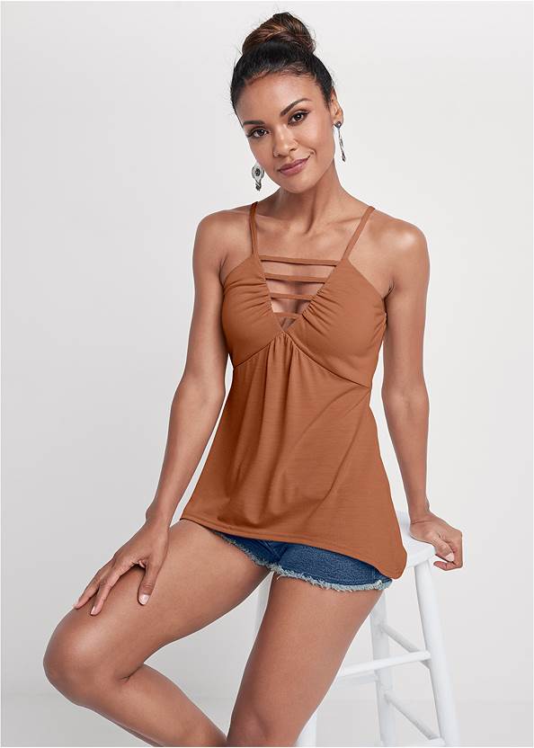 Cropped front view Strappy Sleeveless Top