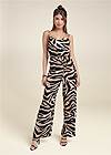 Full front view Wide Leg Tiger Print Jumpsuit
