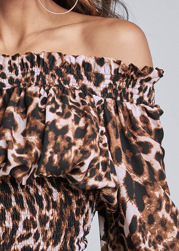 Alternate View Leopard Smocked Dress