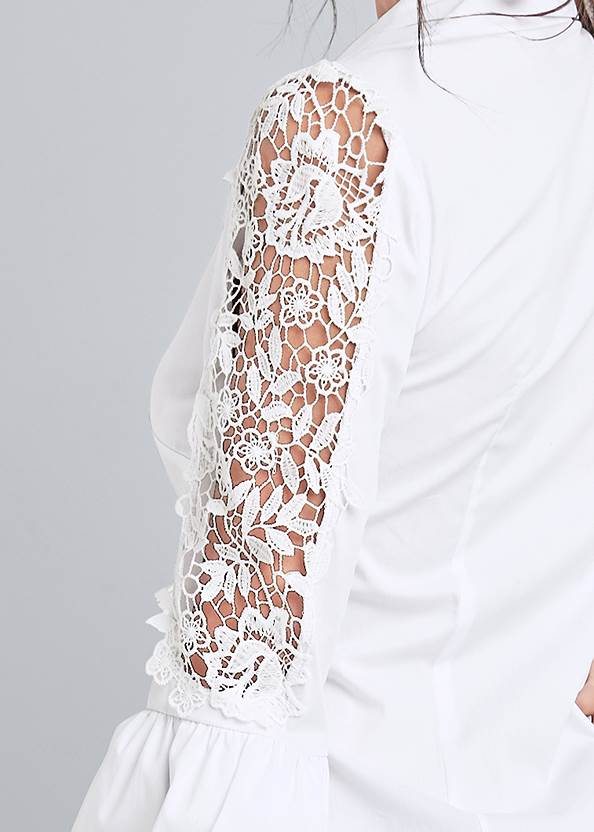 Detail back view Lace Balloon Sleeve Blouse