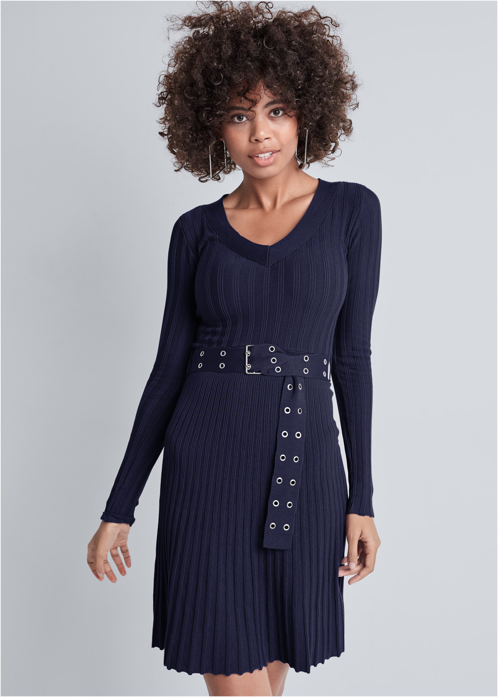 belted sweater dress