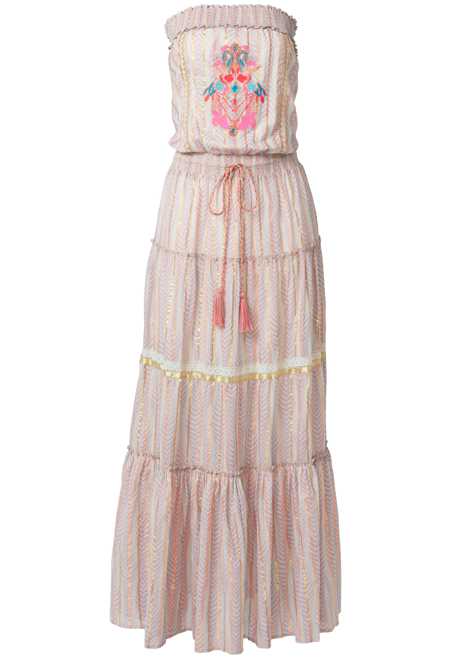 Embroidered Maxi Dress in Pink Multi | VENUS