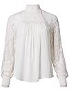 Ghost with background  view Lace Sleeve Smocked Top