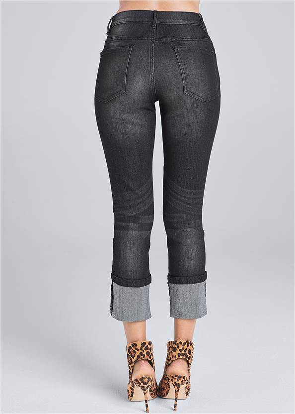 Back View Cropped Cuff Jeans
