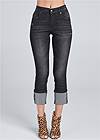 Front View Cropped Cuff Jeans