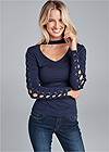 Front View Lace Up Sleeve Top