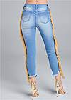 Waist down back view Cropped Fringe Trim Jeans