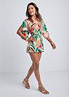 Full front view Palm Print Open Back Romper