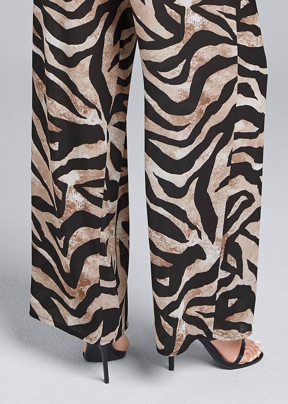 Detail back view Wide Leg Tiger Print Jumpsuit