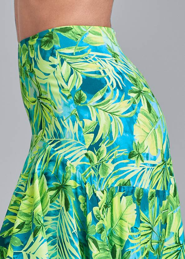 Detail side view Palm Print High-Low Skirt