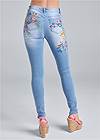 Back View Floral Embroidered Skinny Jeans