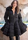 Cropped Front View Peplum Puffer Coat