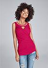 Front View Surplice Embellished Top