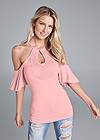 Cropped front view Cold-Shoulder Keyhole Top