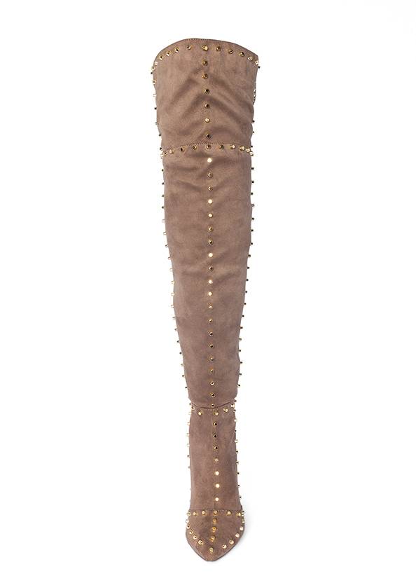 Front View Studded Over The Knee Boots