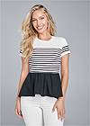 Front View Striped Peplum Top