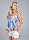 Front View Tie Dye Sleeveless Top