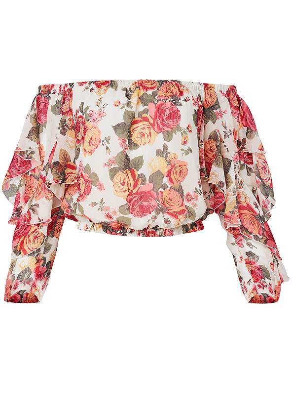 Alternate View Ruffle Sleeve Floral Top